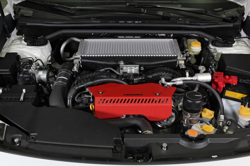 Subaru WRX Pulley Cover - Perrin Performance - TALL - For Use w/o PERRIN AOS - Red - `22-`25